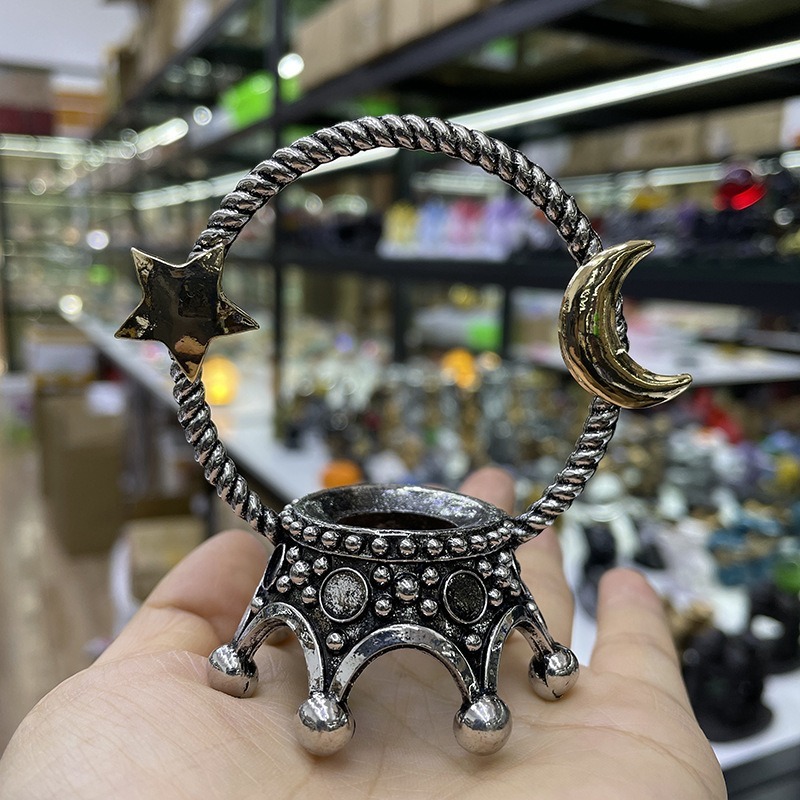 ❄️預購❄️星月水晶球金屬底座擺件 星星月亮皇冠金屬玉石原石球座 鋅合金底座 水晶球底座 底座 水晶球底托 金屬底座-規格圖4