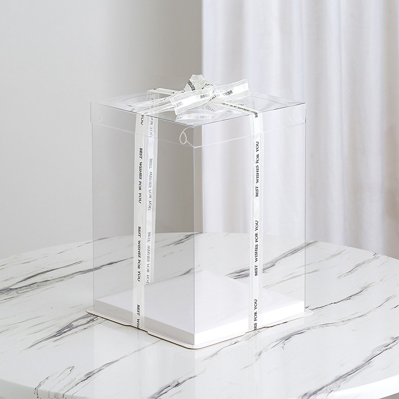 ❄️預購❄️4/6/8/10/12吋透明蛋糕盒 烘焙包裝 PET白色三合一全透明生日蛋糕盒 透明 包裝盒 PET透明塑膠-細節圖4