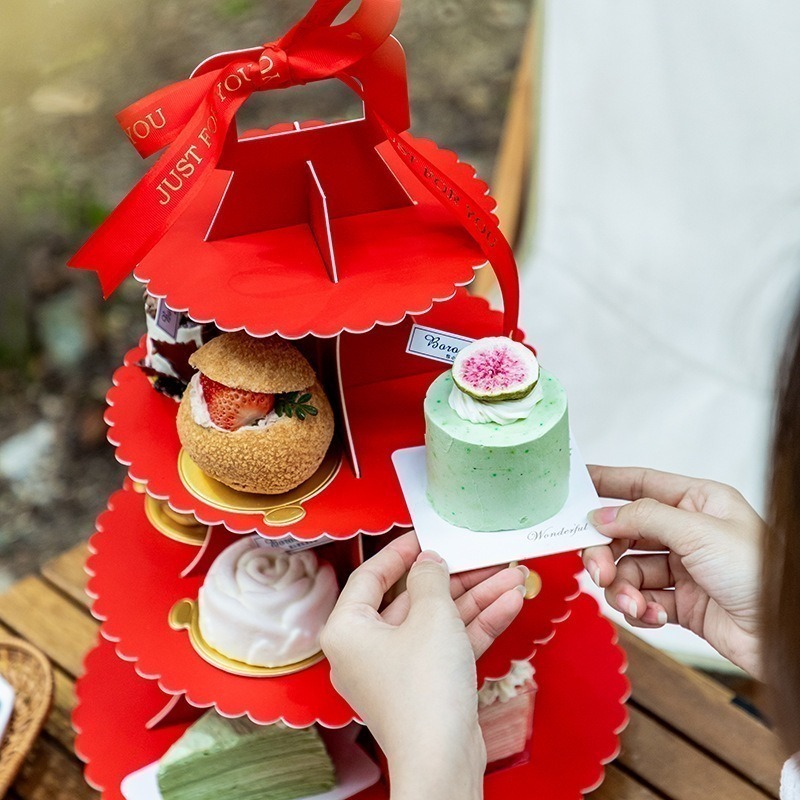 ❄️現貨❄️帶透明圍邊蛋糕架 點心架 蛋糕架 禮物 週歲 派對 婚禮 慶生 紙架 佈置 活動 禮品 杯子蛋糕架 壽桃架-細節圖2