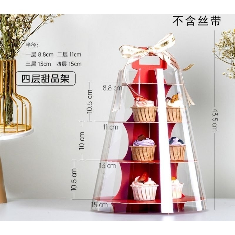 ❄️現貨❄️帶透明圍邊蛋糕架 點心架 蛋糕架 禮物 週歲 派對 婚禮 慶生 紙架 佈置 活動 禮品 杯子蛋糕架 壽桃架-規格圖5