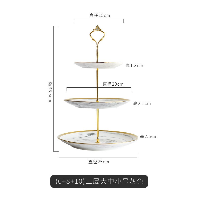 三層大中小號-金邊灰色