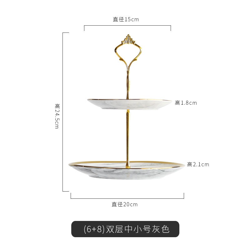 ❄️預購❄️大理石風陶瓷三層蛋糕架 創意水果盤 歐式三層點心架 下午茶雙層盤 水果盤 蛋糕架 陶瓷三層蛋糕盤 點心盤 蛋-規格圖5
