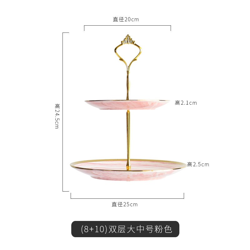 ❄️預購❄️大理石風陶瓷三層蛋糕架 創意水果盤 歐式三層點心架 下午茶雙層盤 水果盤 蛋糕架 陶瓷三層蛋糕盤 點心盤 蛋-規格圖5