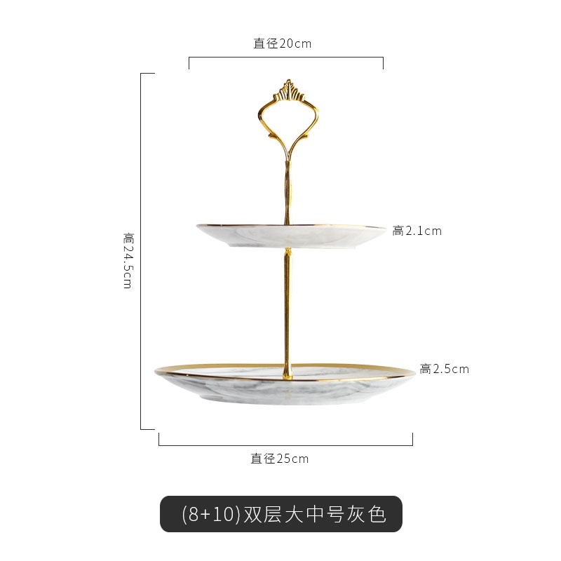 ❄️預購❄️大理石風陶瓷三層蛋糕架 創意水果盤 歐式三層點心架 下午茶雙層盤 水果盤 蛋糕架 陶瓷三層蛋糕盤 點心盤 蛋-規格圖5