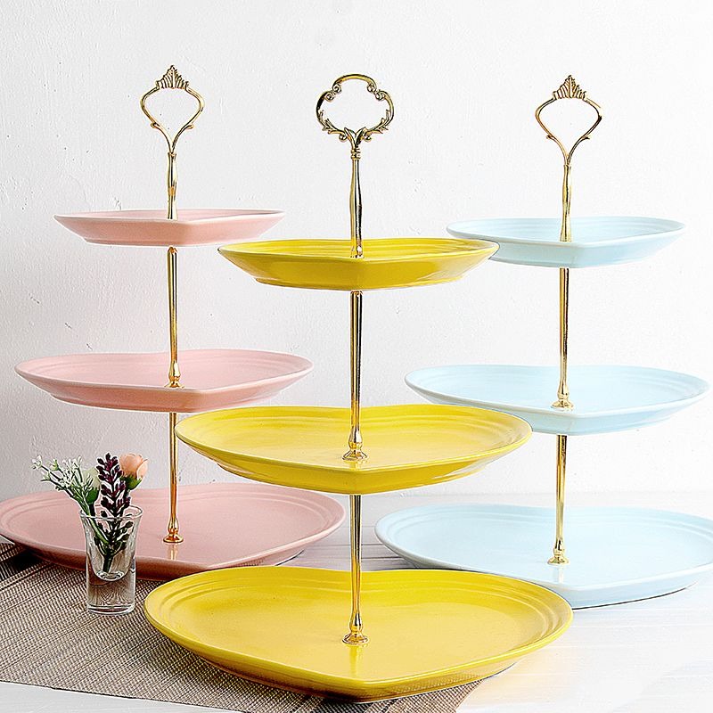 ❄️預購❄️愛心陶瓷三層水果盤 歐式客廳下午蛋糕架 水果盤 零食點心甜點糖果托盤日 陶瓷蛋糕架 多層下午茶點心架 心形蛋-細節圖4