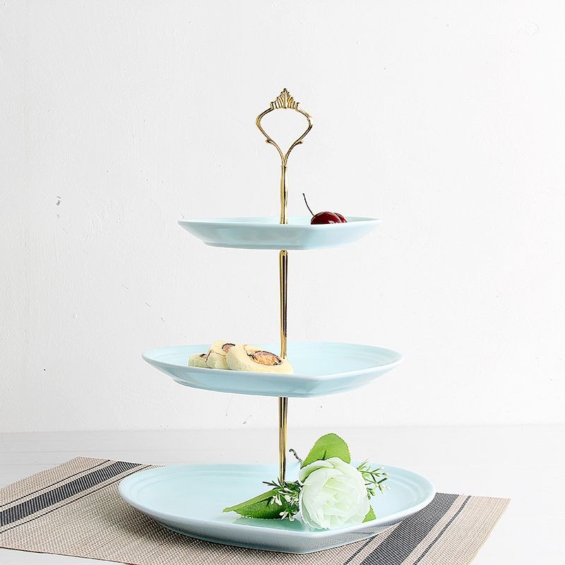 ❄️預購❄️愛心陶瓷三層水果盤 歐式客廳下午蛋糕架 水果盤 零食點心甜點糖果托盤日 陶瓷蛋糕架 多層下午茶點心架 心形蛋-細節圖5