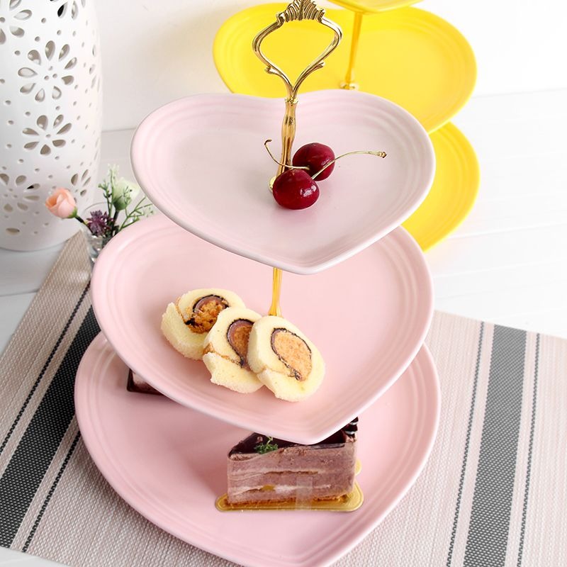 ❄️預購❄️愛心陶瓷三層水果盤 歐式客廳下午蛋糕架 水果盤 零食點心甜點糖果托盤日 陶瓷蛋糕架 多層下午茶點心架 心形蛋-細節圖6