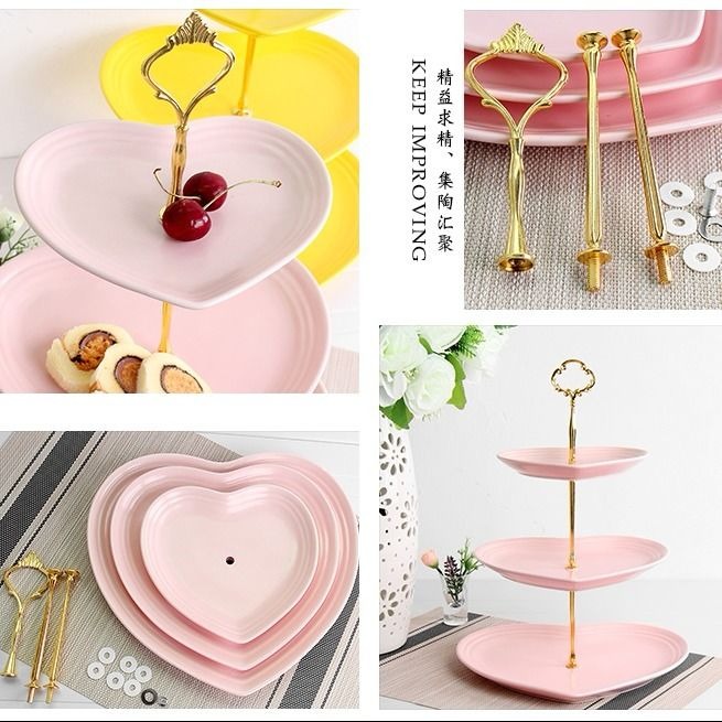 ❄️預購❄️愛心陶瓷三層水果盤 歐式客廳下午蛋糕架 水果盤 零食點心甜點糖果托盤日 陶瓷蛋糕架 多層下午茶點心架 心形蛋-細節圖8