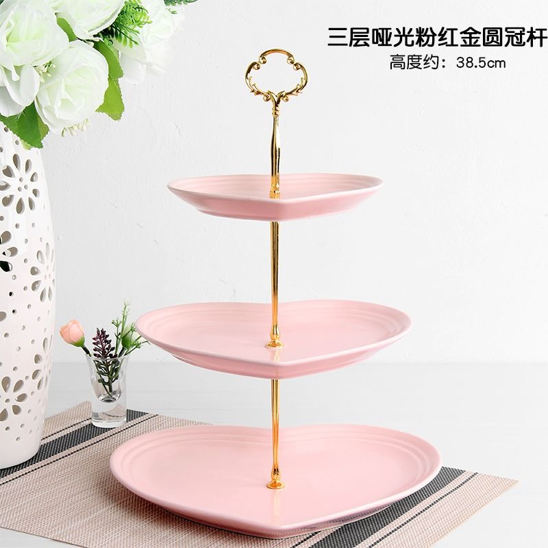 ❄️預購❄️愛心陶瓷三層水果盤 歐式客廳下午蛋糕架 水果盤 零食點心甜點糖果托盤日 陶瓷蛋糕架 多層下午茶點心架 心形蛋-規格圖8