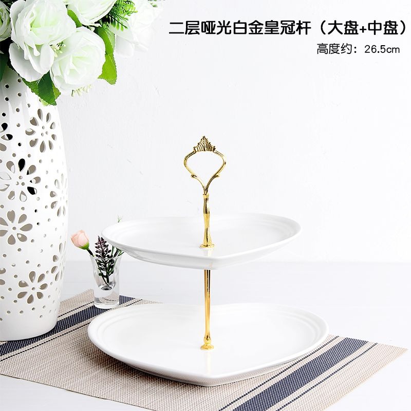 ❄️預購❄️愛心陶瓷三層水果盤 歐式客廳下午蛋糕架 水果盤 零食點心甜點糖果托盤日 陶瓷蛋糕架 多層下午茶點心架 心形蛋-規格圖8