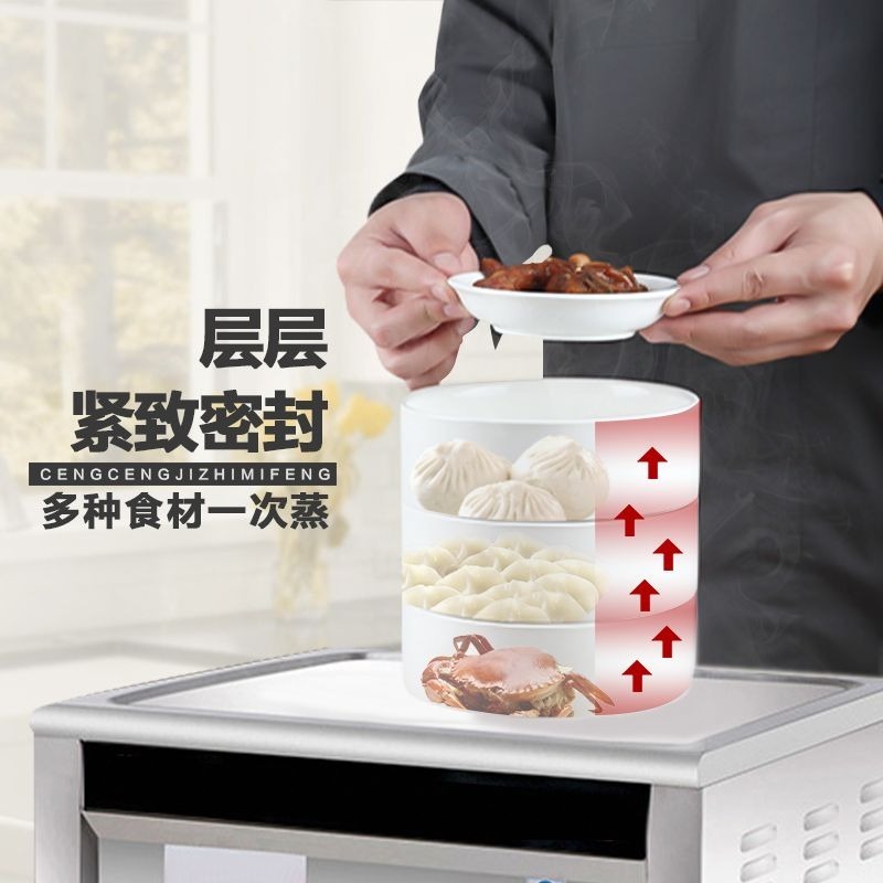 ❄️預購❄️陶瓷多層蒸籠 家用多功能蒸籠 饅頭水餃蒸籠 微波爐餐廳商用小號蒸籠 陶瓷蒸籠 三層蒸籠屜 上蒸下煮 多用途蒸-細節圖4
