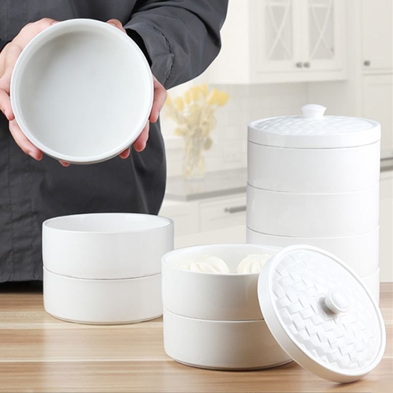 ❄️預購❄️陶瓷多層蒸籠 家用多功能蒸籠 饅頭水餃蒸籠 微波爐餐廳商用小號蒸籠 陶瓷蒸籠 三層蒸籠屜 上蒸下煮 多用途蒸-細節圖6