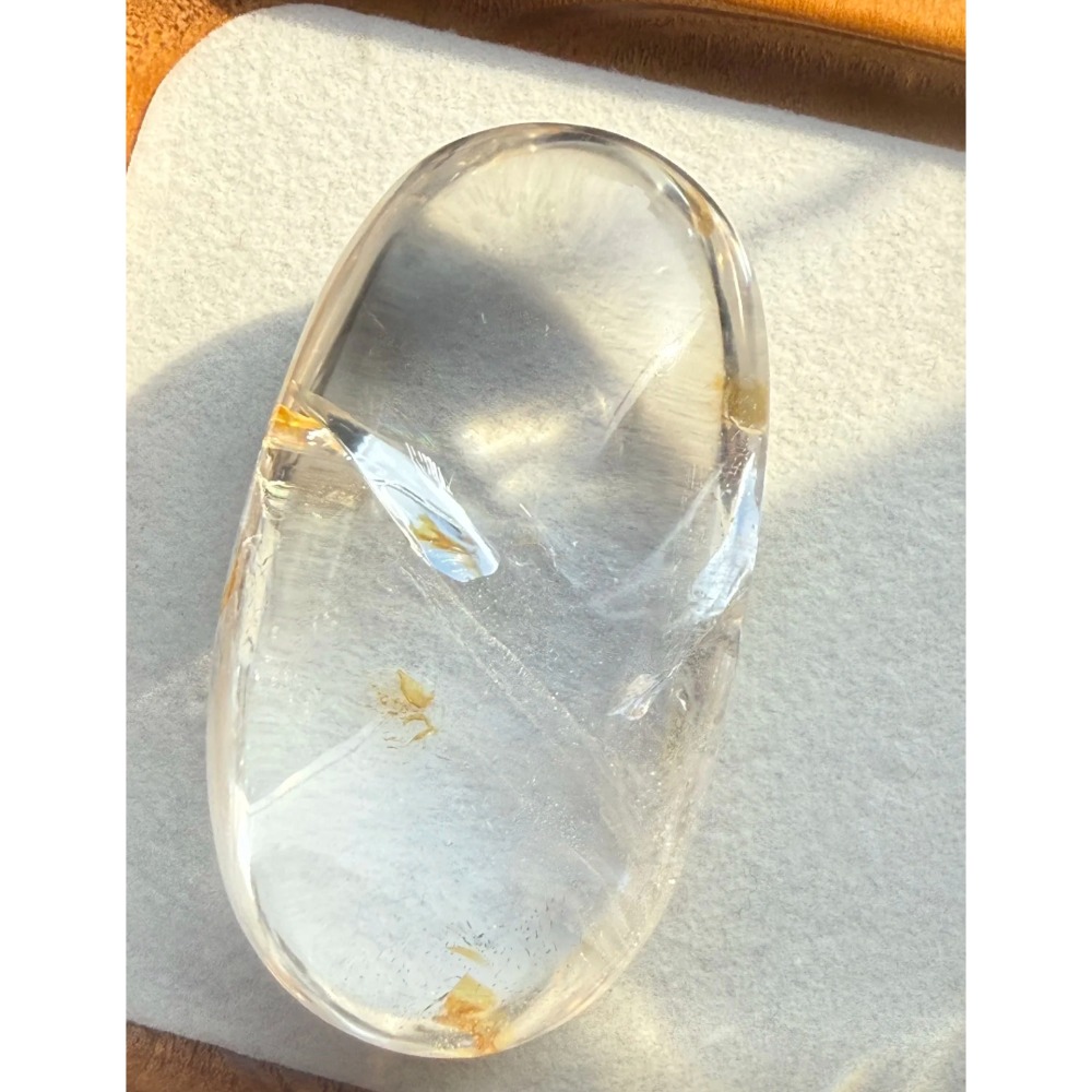 ❄️預購❄️喜馬意境膠花手握 膠花 白水晶膠花把玩原石 橢圓形手把件 白水晶 隨身掌心石 把玩 石頭肥皂 白水晶 膠花-細節圖2