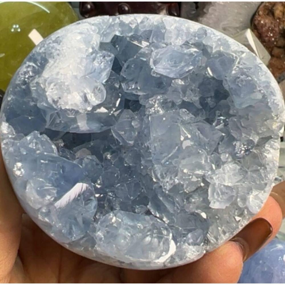 ❄️預購❄️天然原礦天青石恐龍蛋擺件 天青石愛心擺飾 天然藍晶洞 藍晶蛋原礦石 藍晶恐龍蛋擺飾 藍水晶窩窩擺件 藍晶洞-規格圖6