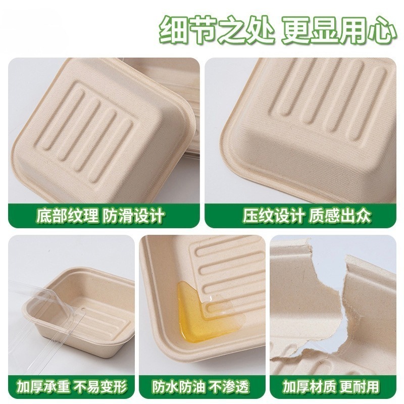 ❄️現貨❄️一次性可降解漢堡盒 方形漢堡盒 蛋糕盒 甜品盒 一次性方形盒 紙漿餐具 環保紙漿餐盒 外食便當盒 野餐盒 植-細節圖3