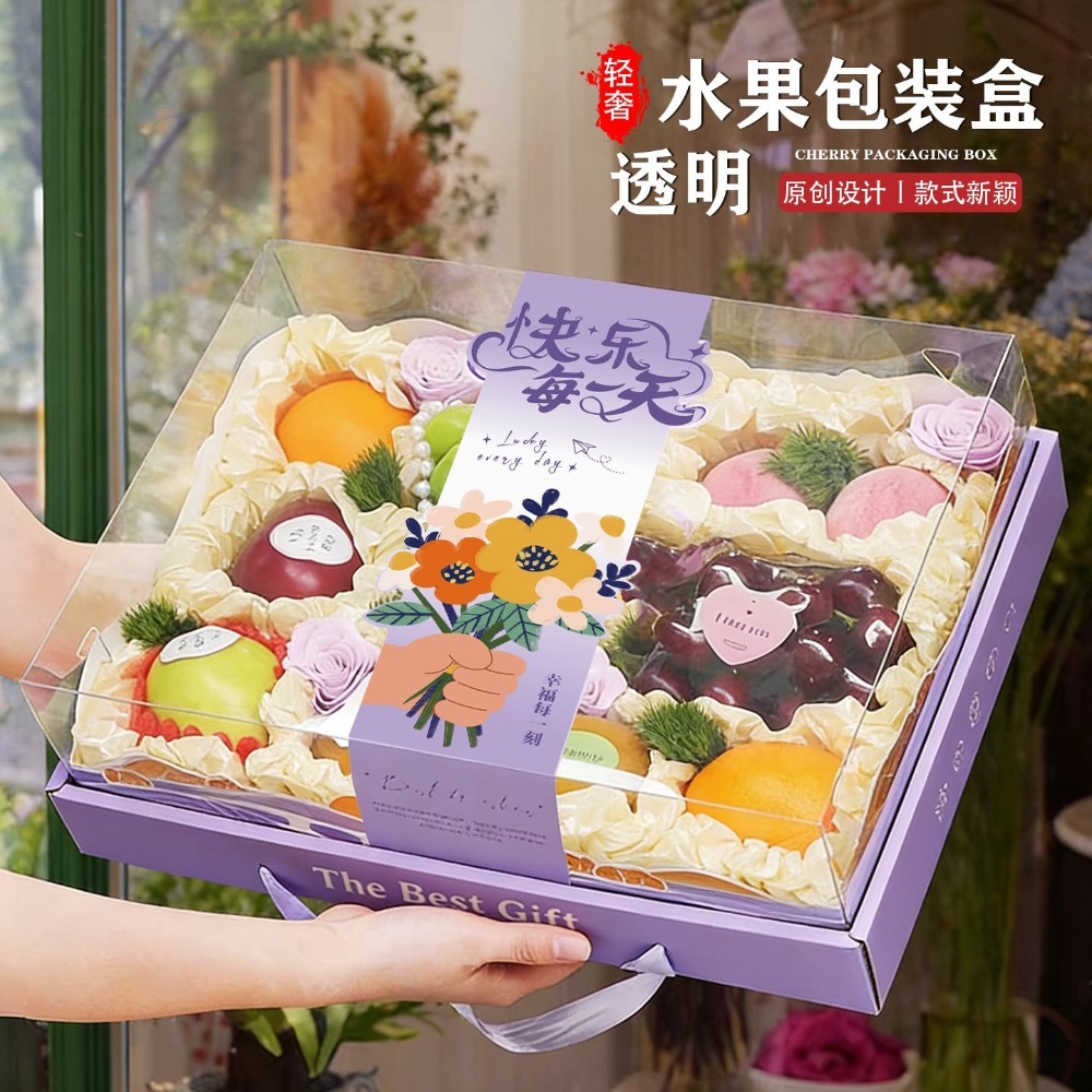 ❄️預購❄️ins風開窗透明禮盒 浪漫丁香紫花透明水果包裝禮盒 禮品盒 禮盒 水果透明禮品盒 甜點開窗盒 西點烘焙包裝盒-細節圖2