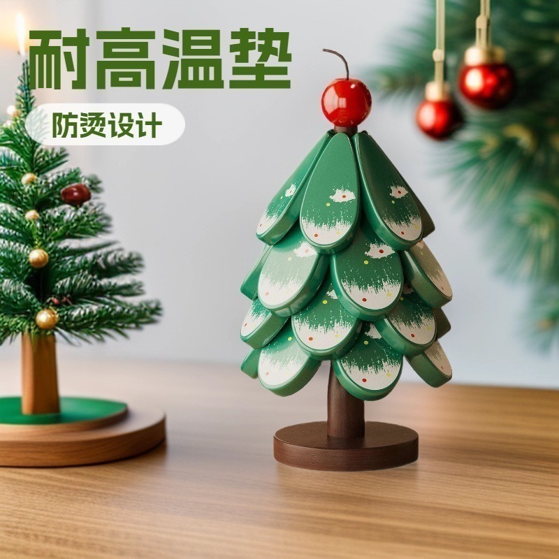 ❄️預購❄️高級感造型聖誕樹隔熱墊 耐高溫木質防燙桌面餐墊 實木隔熱墊 碗碟菜墊 水杯墊 創意餐墊 桌杯墊 客廳裝飾品-細節圖4