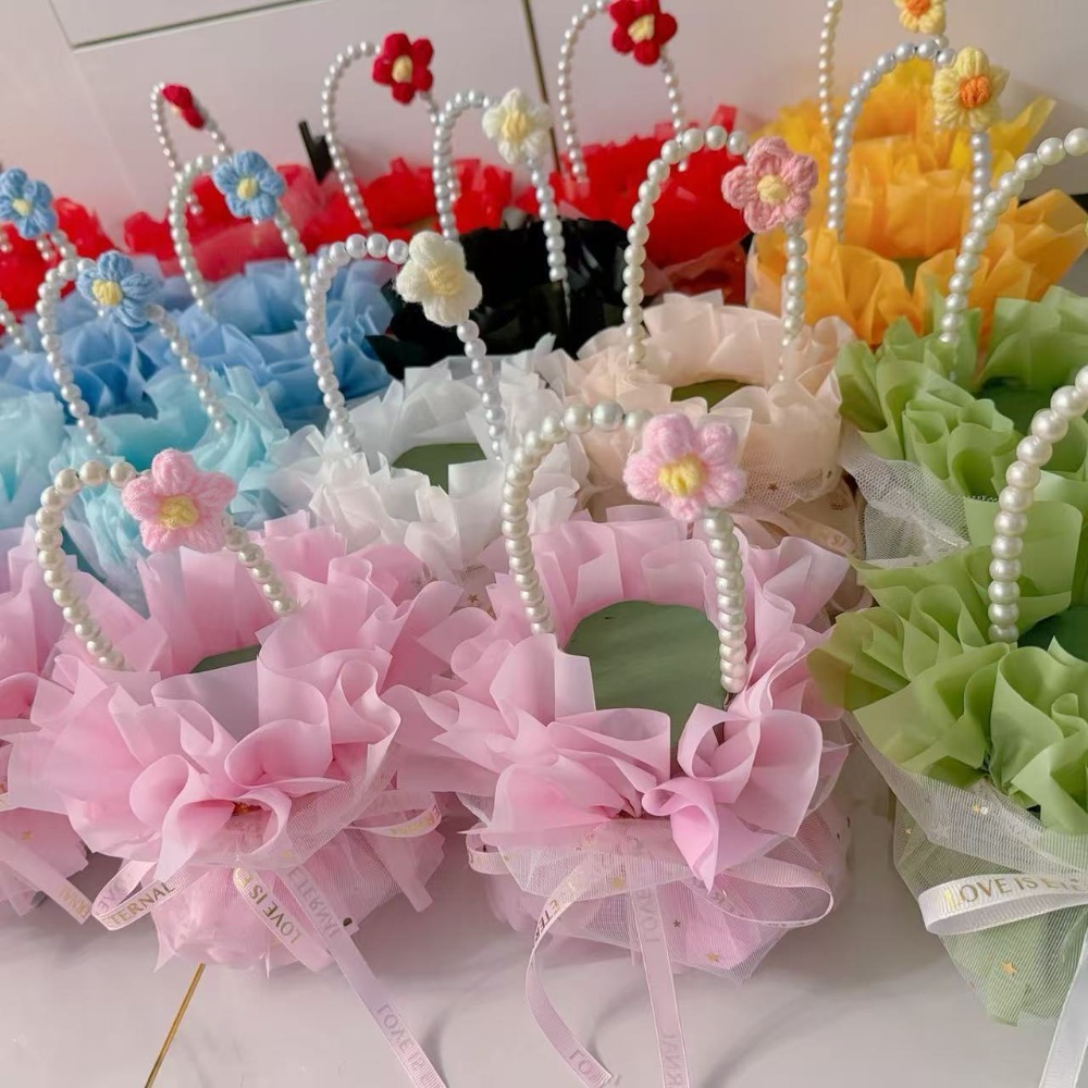 ❄️預購❄️手工製作手提小花籃 成品包裝 diy小花殼 可放鮮花 零食 模擬花 棒棒糖 饅頭 小花籃 花籃 生日 母親節-細節圖2