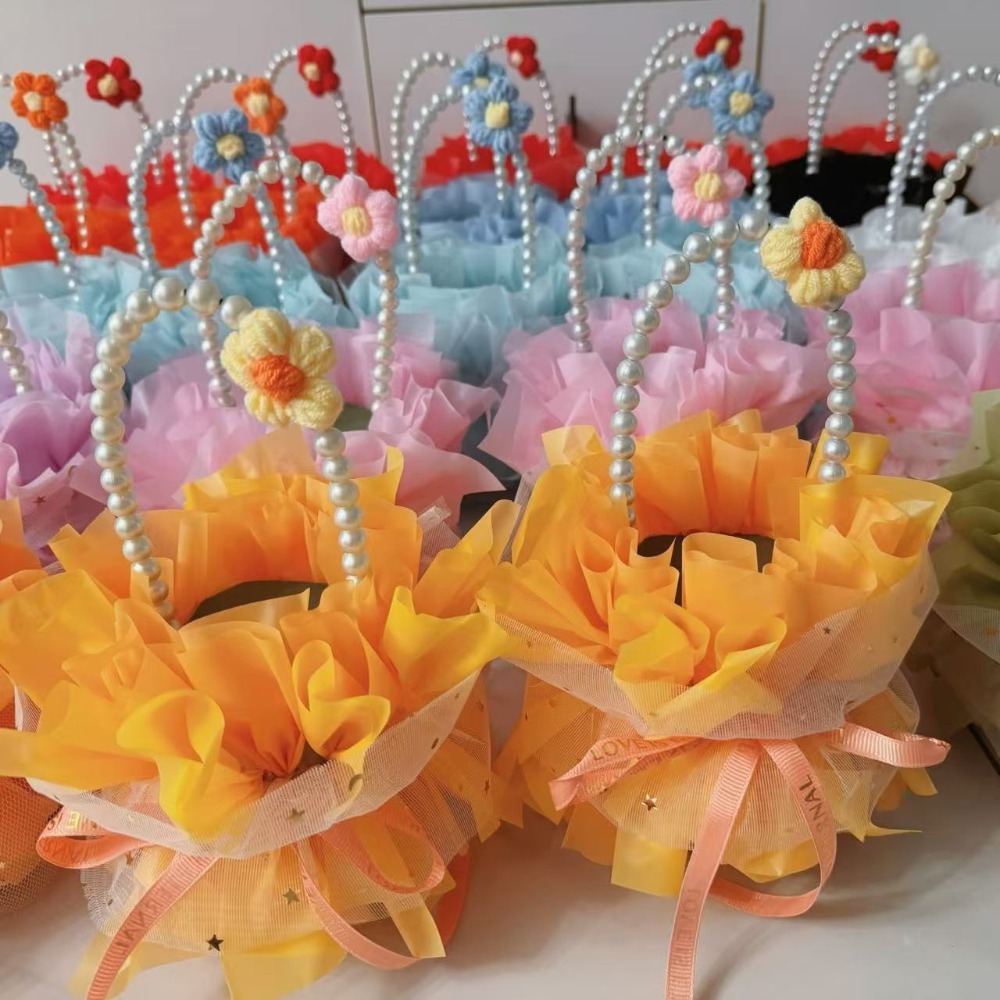 ❄️預購❄️手工製作手提小花籃 成品包裝 diy小花殼 可放鮮花 零食 模擬花 棒棒糖 饅頭 小花籃 花籃 生日 母親節-細節圖3