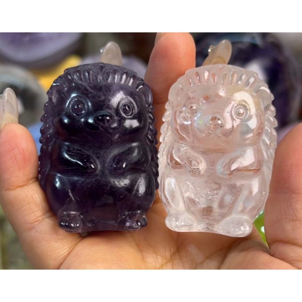 紫水晶刺蝟雕刻件