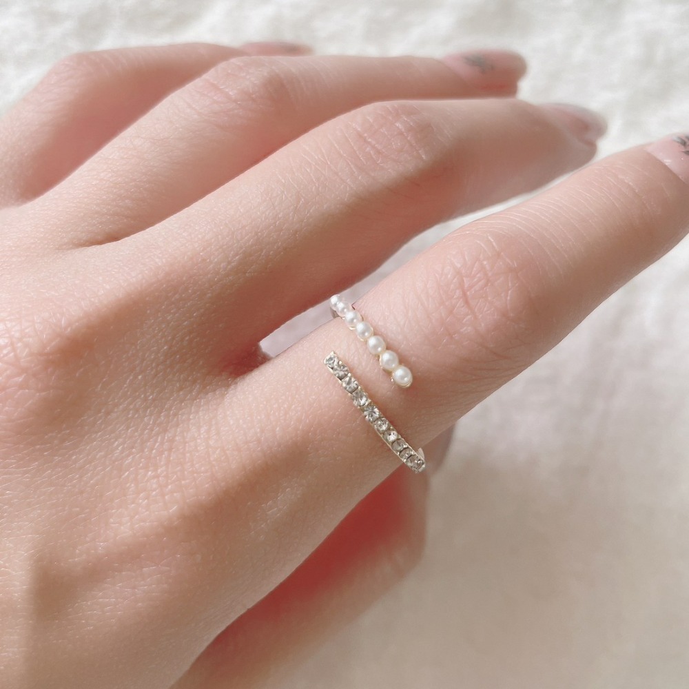 ⚡台灣快速出貨⚡𝐌𝐬. 𝐌𝐢𝐚𝐨 珍珠小鑽戒指｜AL100102-細節圖4