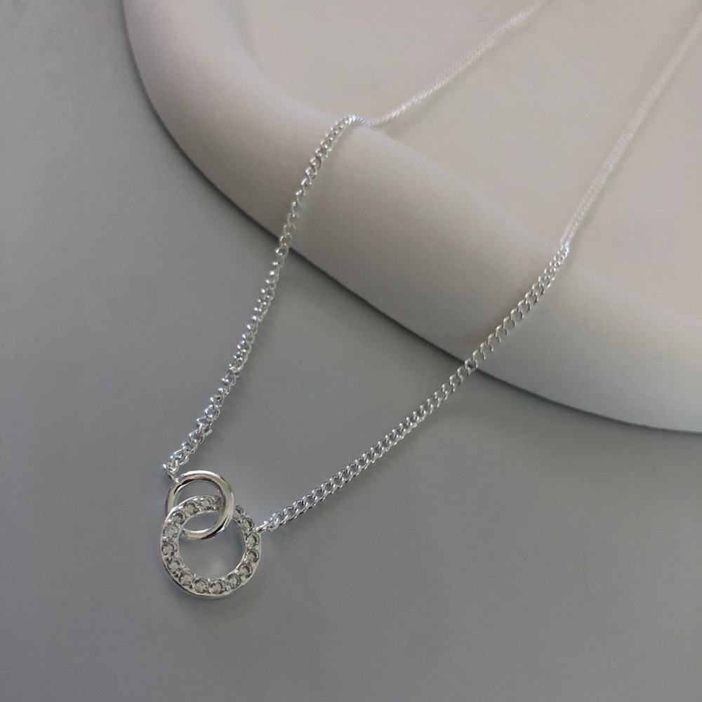 ⚡台灣快速出貨⚡𝐌𝐬. 𝐌𝐢𝐚𝐨 鑲鑽雙圈項鍊【AD300531】-細節圖2