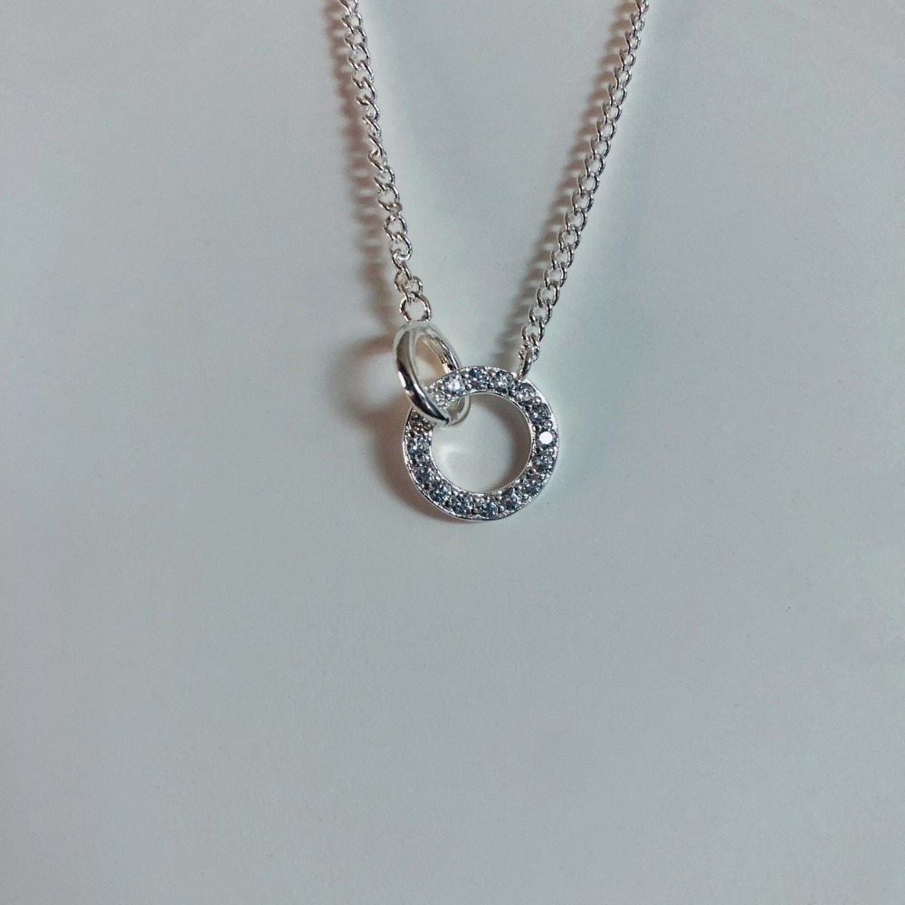 ⚡台灣快速出貨⚡𝐌𝐬. 𝐌𝐢𝐚𝐨 鑲鑽雙圈項鍊【AD300531】-細節圖4