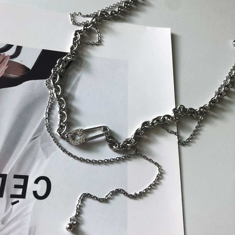 ⚡台灣快速出貨⚡𝐌𝐬. 𝐌𝐢𝐚𝐨 個性迴紋針鑲鑽項鍊【AQ300731】-細節圖2