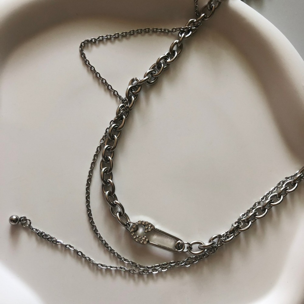 ⚡台灣快速出貨⚡𝐌𝐬. 𝐌𝐢𝐚𝐨 個性迴紋針鑲鑽項鍊【AQ300731】-細節圖3