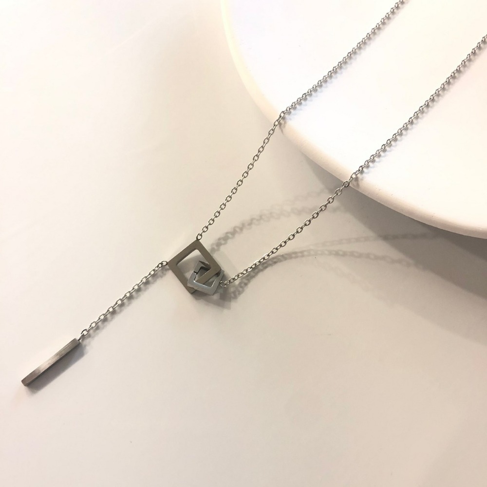 ⚡台灣快速出貨⚡𝐌𝐬. 𝐌𝐢𝐚𝐨 日常雙方框項鍊【AD300651】-細節圖2