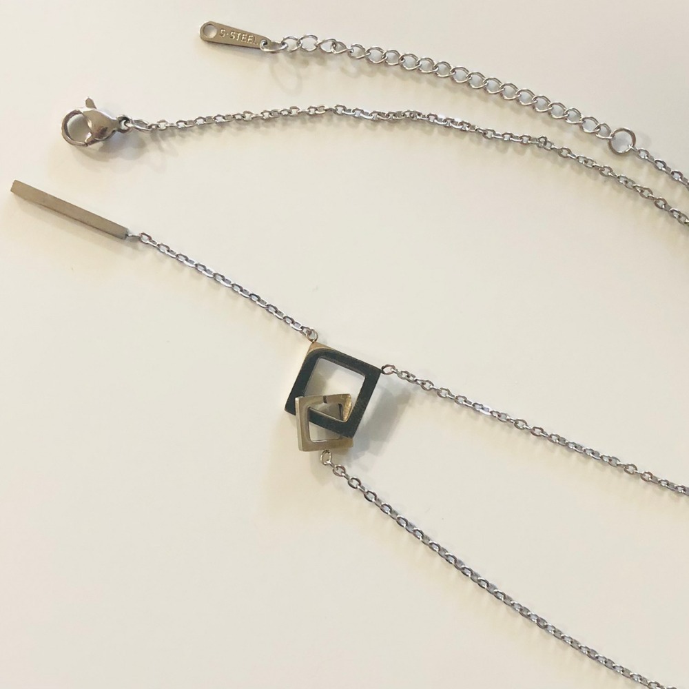 ⚡台灣快速出貨⚡𝐌𝐬. 𝐌𝐢𝐚𝐨 日常雙方框項鍊【AD300651】-細節圖3