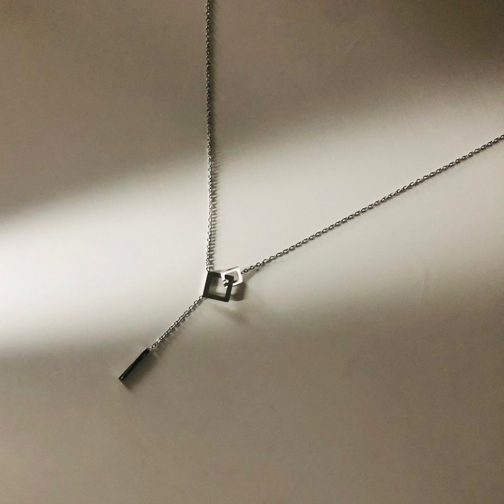 ⚡台灣快速出貨⚡𝐌𝐬. 𝐌𝐢𝐚𝐨 日常雙方框項鍊【AD300651】-細節圖4