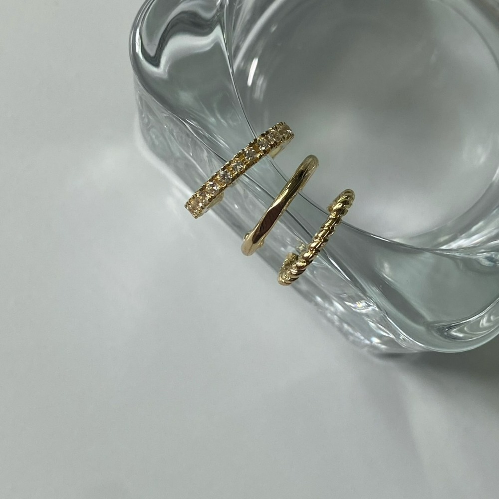 ⚡台灣快速出貨⚡𝐌𝐬. 𝐌𝐢𝐚𝐨 百搭鑲鑽耳夾三件組【AD200201】-細節圖2