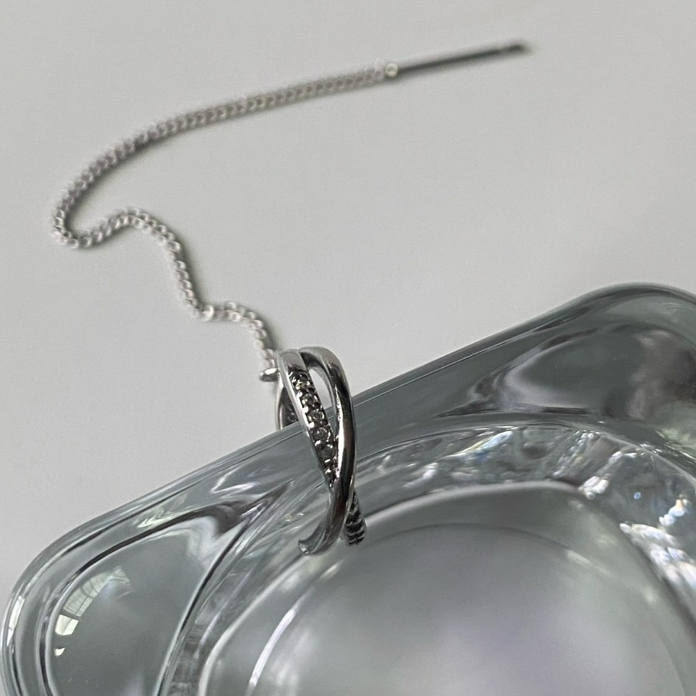 ⚡台灣快速出貨⚡𝐌𝐬. 𝐌𝐢𝐚𝐨 交叉鑲鑽鍊條耳環【AD200291】-細節圖4