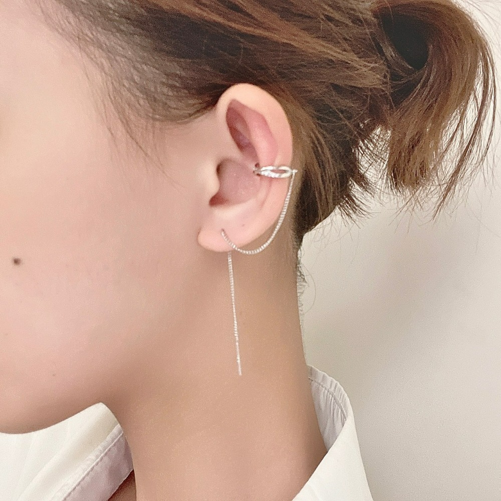 ⚡台灣快速出貨⚡𝐌𝐬. 𝐌𝐢𝐚𝐨 交叉鑲鑽鍊條耳環【AD200291】-細節圖5