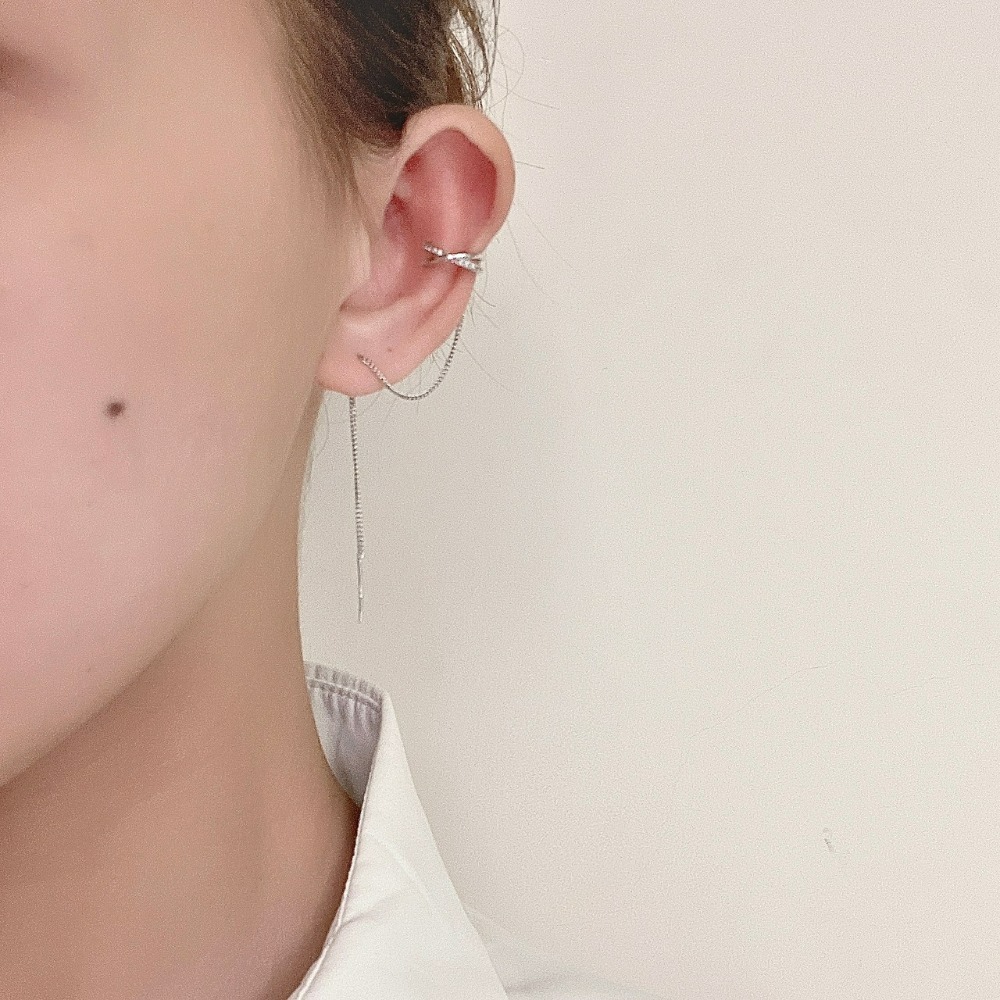 ⚡台灣快速出貨⚡𝐌𝐬. 𝐌𝐢𝐚𝐨 交叉鑲鑽鍊條耳環【AD200291】-細節圖6