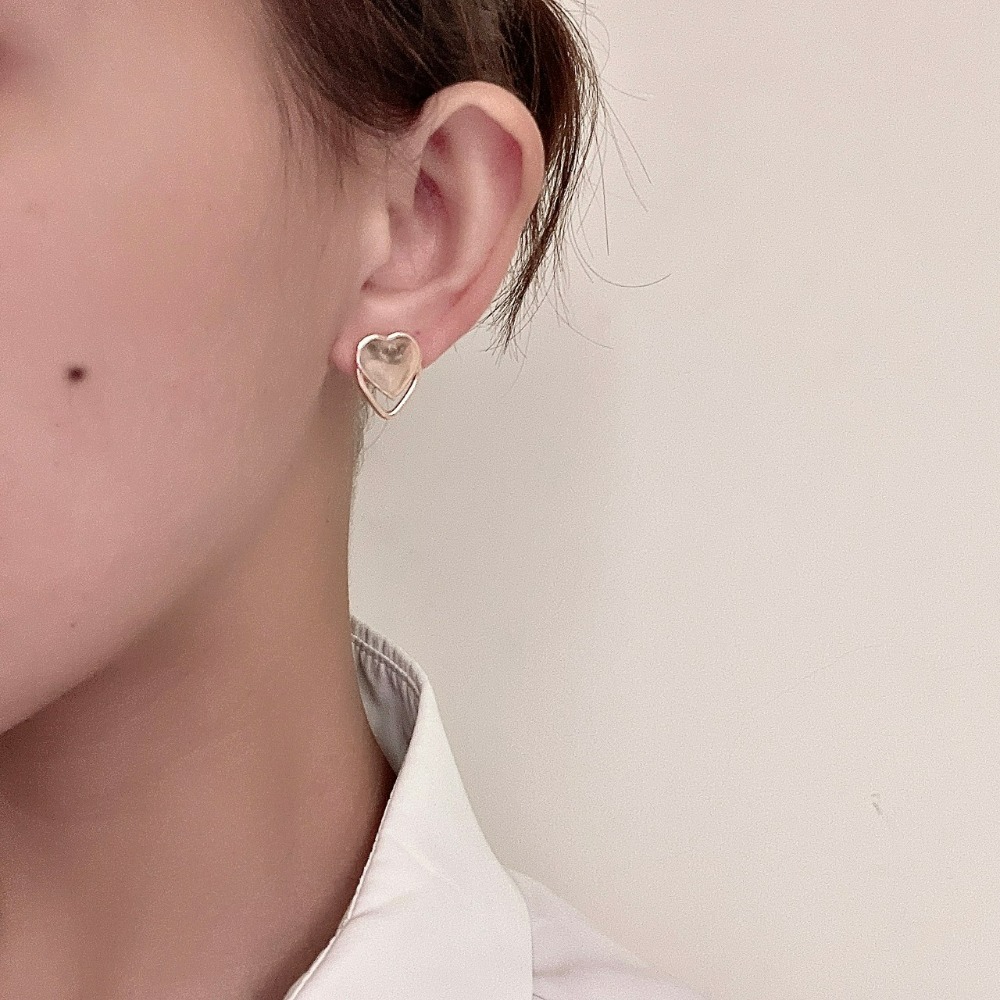 ⚡台灣快速出貨⚡𝐌𝐬. 𝐌𝐢𝐚𝐨 日常雙層愛心多種戴法耳環【AI200500】-細節圖2
