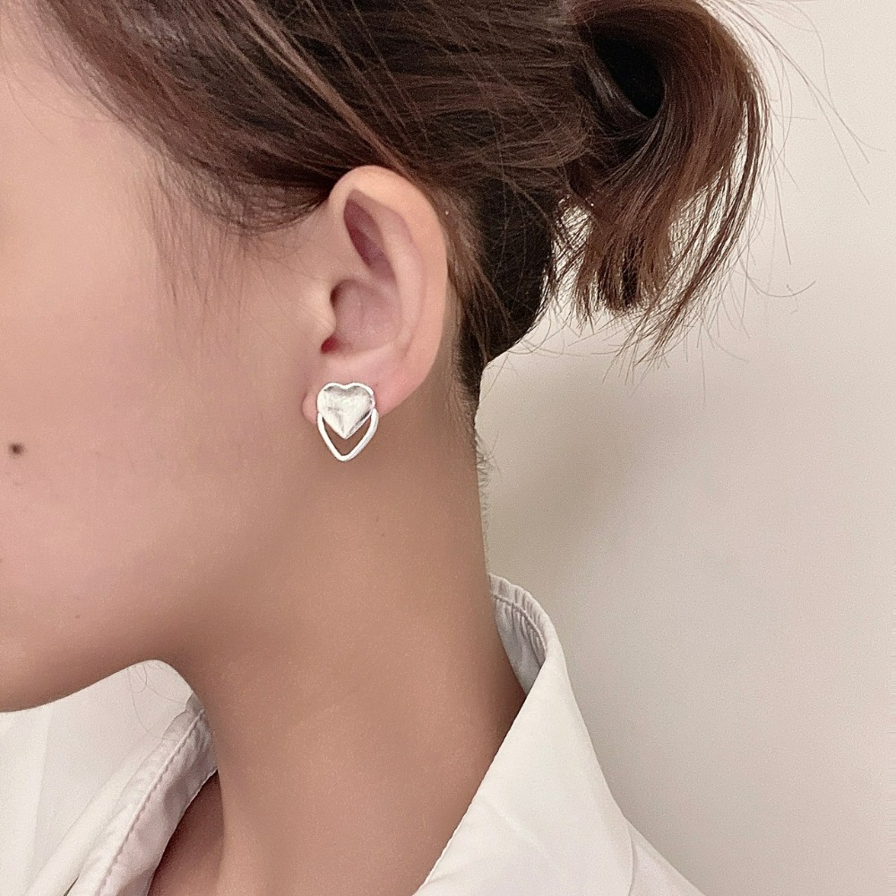 ⚡台灣快速出貨⚡𝐌𝐬. 𝐌𝐢𝐚𝐨 日常雙層愛心多種戴法耳環【AI200500】-細節圖3