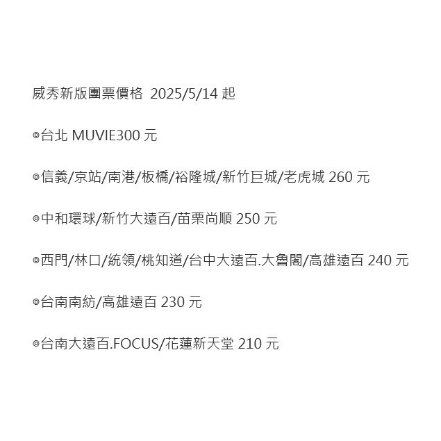 威秀影城電影票.團體票-全省通用.下標前請先詳閱內文說明.另有威尼斯、星橋、國賓、喜樂、新光、美麗新、秀泰、國際、新復珍-細節圖2