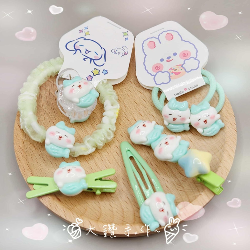 💎大鑽💎可愛卡通造型髮飾組 髮圈髮夾多款多色 吉伊卡哇小八烏薩奇兒童髮飾 日系甜美 大鑽手作～NA吉伊卡哇變裝系列-規格圖2