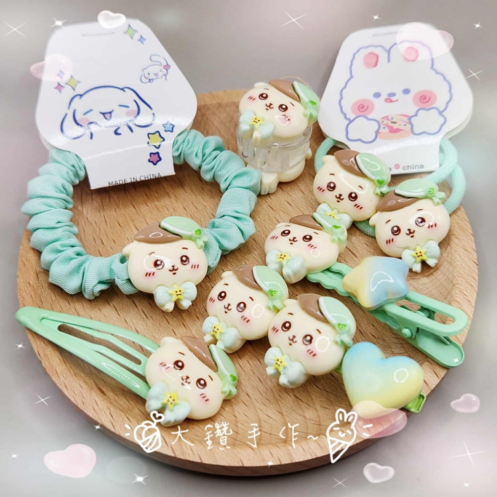 N4 綠 栗子饅頭-髮飾6件套