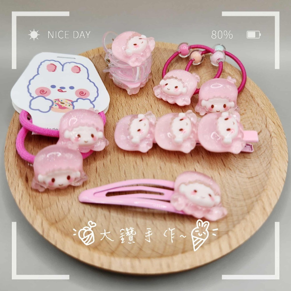 💎大鑽💎可愛卡通髮飾套組 酷洛米大耳狗 KIKI LALA髮圈髮夾 女童兒童頭飾禮物 大鑽手作~UA-規格圖2