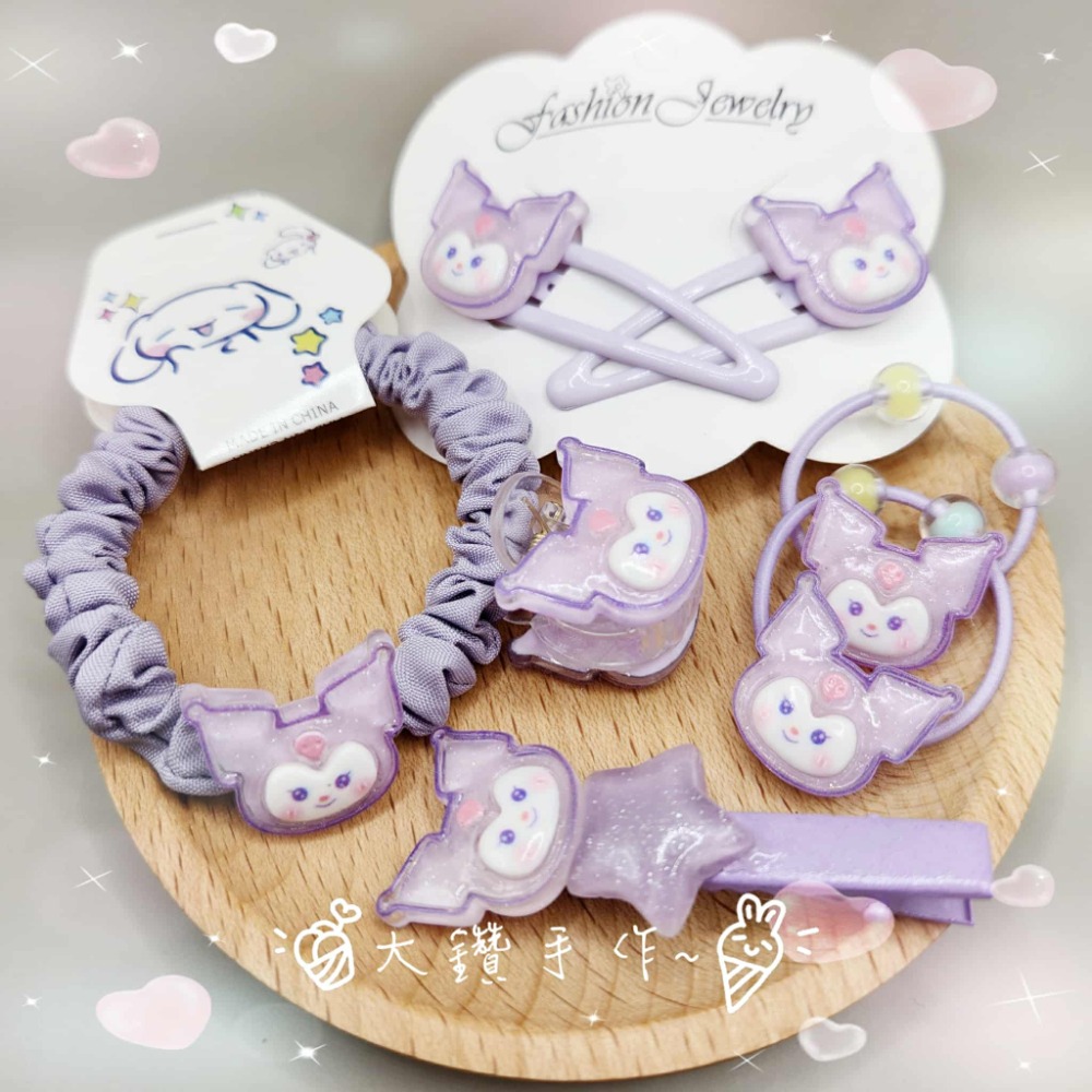 💎大鑽💎三麗鷗卡通髮飾組 美樂蒂布丁狗大耳狗酷洛米髮圈髮夾兒童髮飾 大鑽手作～UB-規格圖2