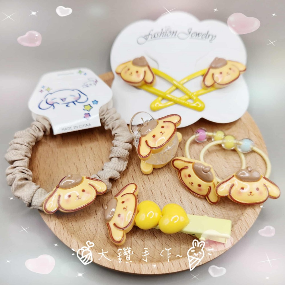 💎大鑽💎三麗鷗卡通髮飾組 美樂蒂布丁狗大耳狗酷洛米髮圈髮夾兒童髮飾 大鑽手作～UB-規格圖2