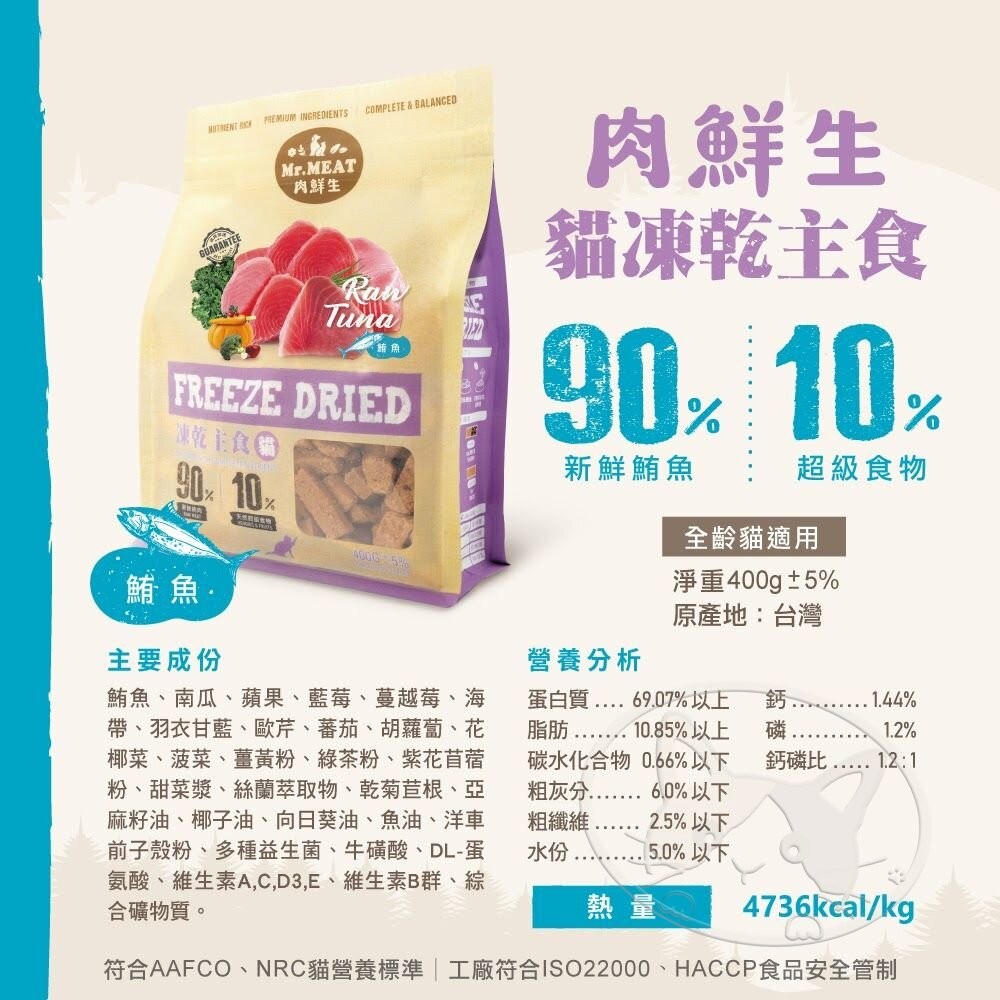 【旺生活】Mr.MEAT 肉鮮生凍乾貓主食 寵物凍乾 貓咪凍乾 鮮肉凍乾 寵物點心 寵物零食 貓飼料-細節圖8