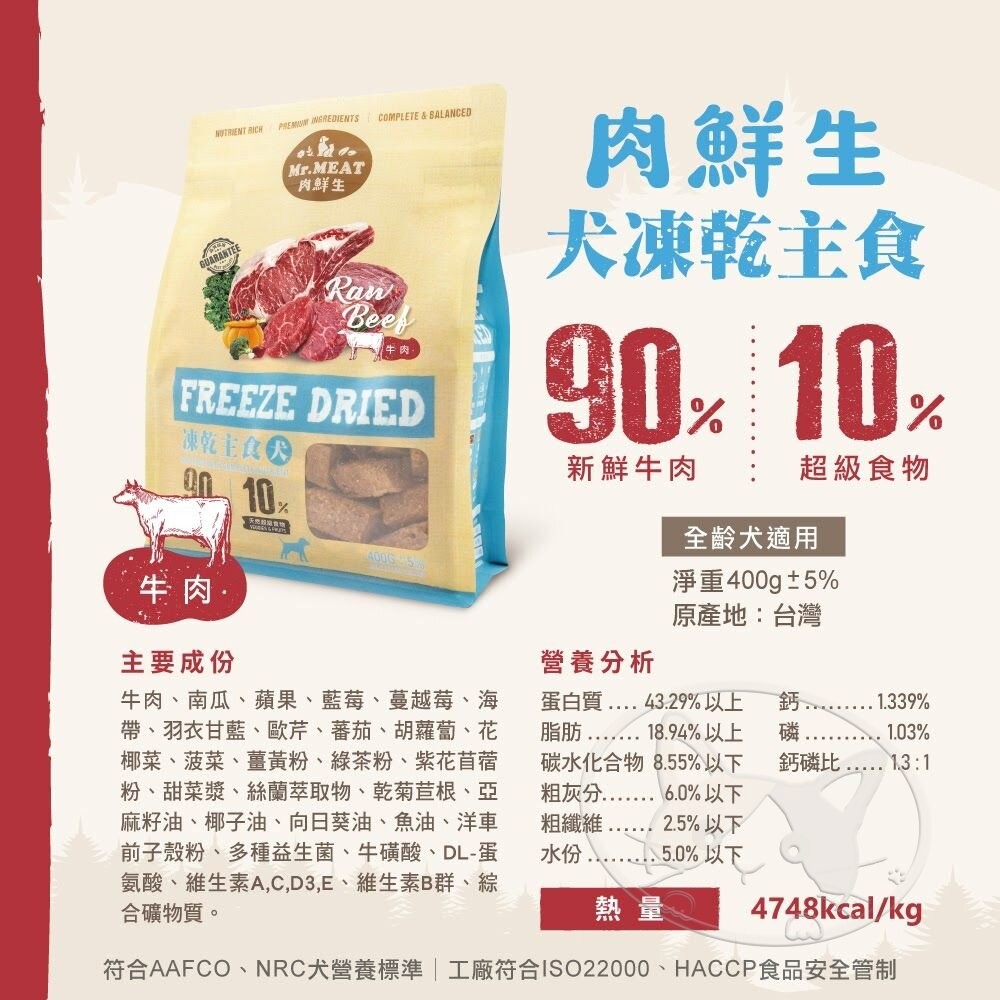【旺生活】Mr.MEAT 肉鮮生狗凍乾主食 400g 寵物凍乾 狗凍乾 鮮肉凍乾 寵物點心 寵物零食 狗飼料-細節圖7