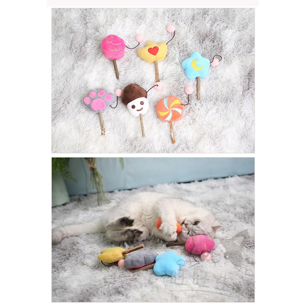 【WangLife】毛絨木天蓼貓薄荷棒棒糖 貓玩具 貓啃咬 棒棒糖玩具 貓草玩具 毛絨玩具-細節圖6