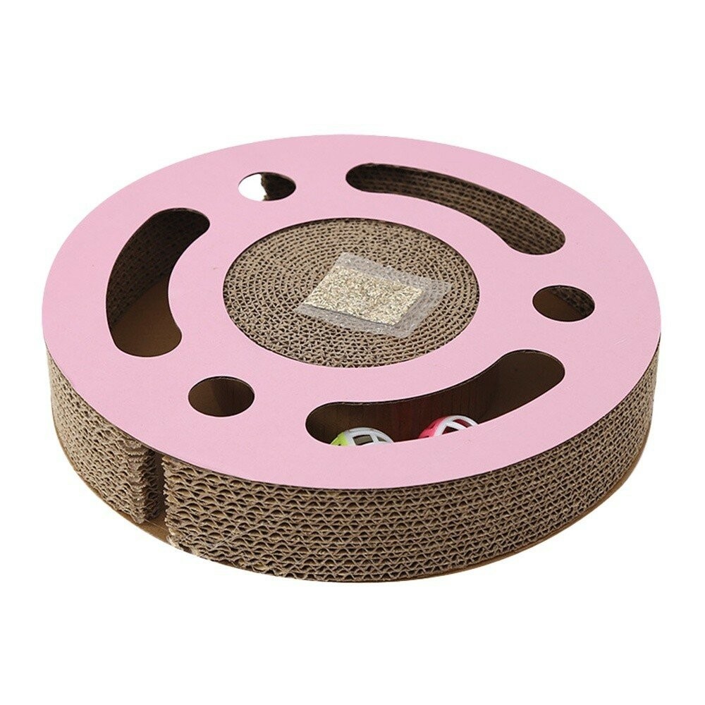 【旺生活】鈴鐺圓盤瓦楞貓抓板 寵物抓板 貓抓板 貓咪磨爪 圓盤貓抓板 貓咪玩樂 寵物玩具-規格圖10