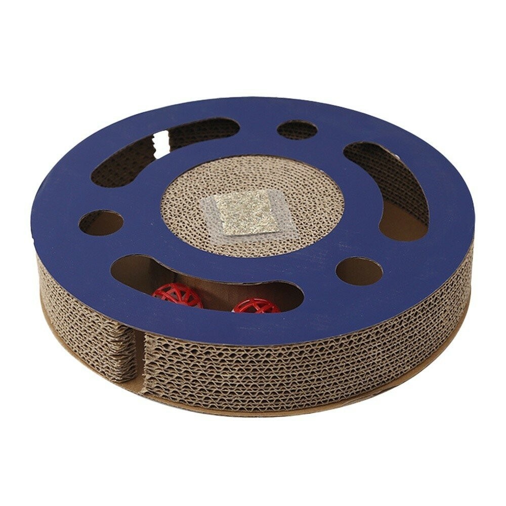 【旺生活】鈴鐺圓盤瓦楞貓抓板 寵物抓板 貓抓板 貓咪磨爪 圓盤貓抓板 貓咪玩樂 寵物玩具-規格圖10