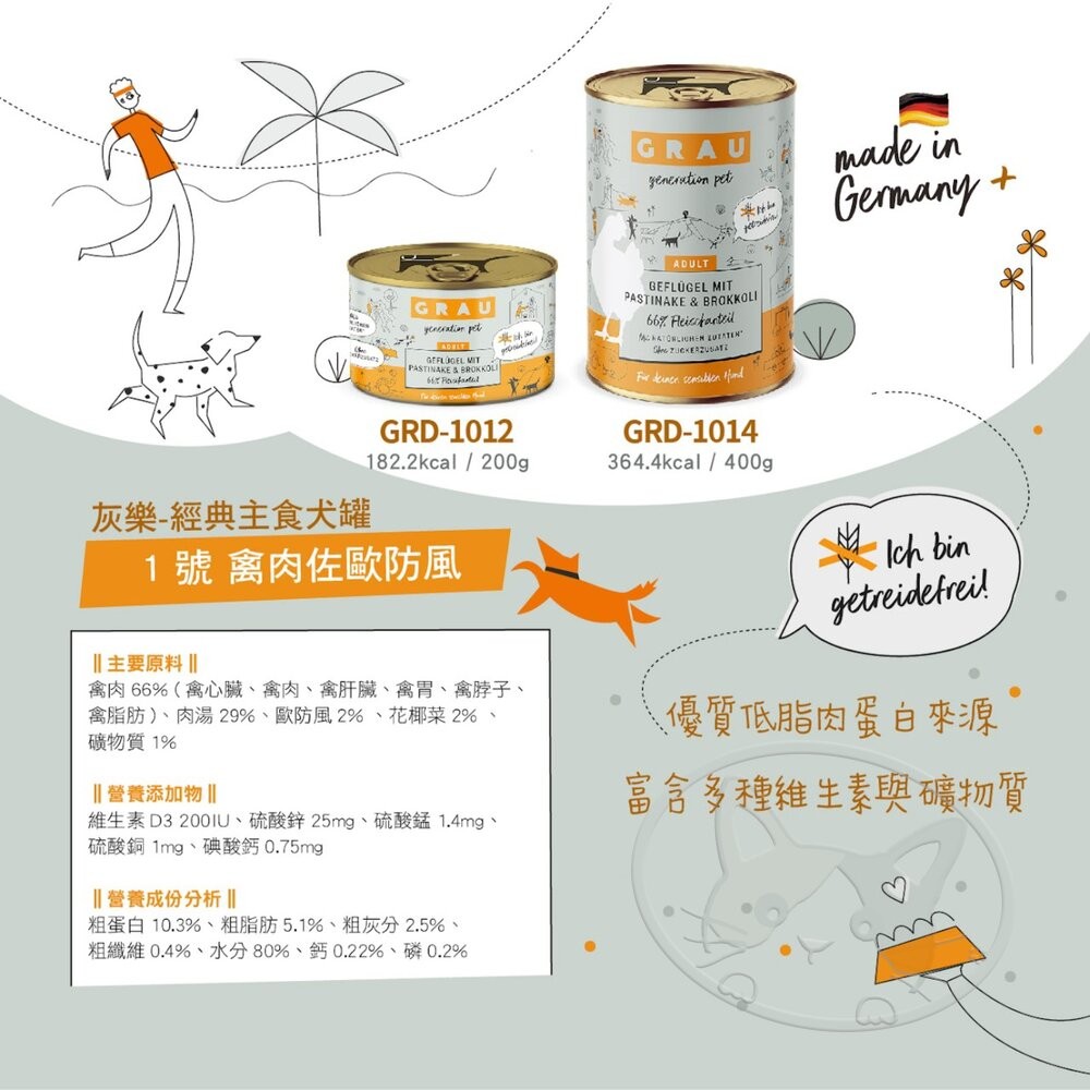 【旺生活】GRAU灰樂 經典主食犬罐 寵物罐頭 狗狗罐頭 主食罐 200G/400G 狗主食罐 德罐-細節圖5